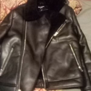 Guess fur leather coat